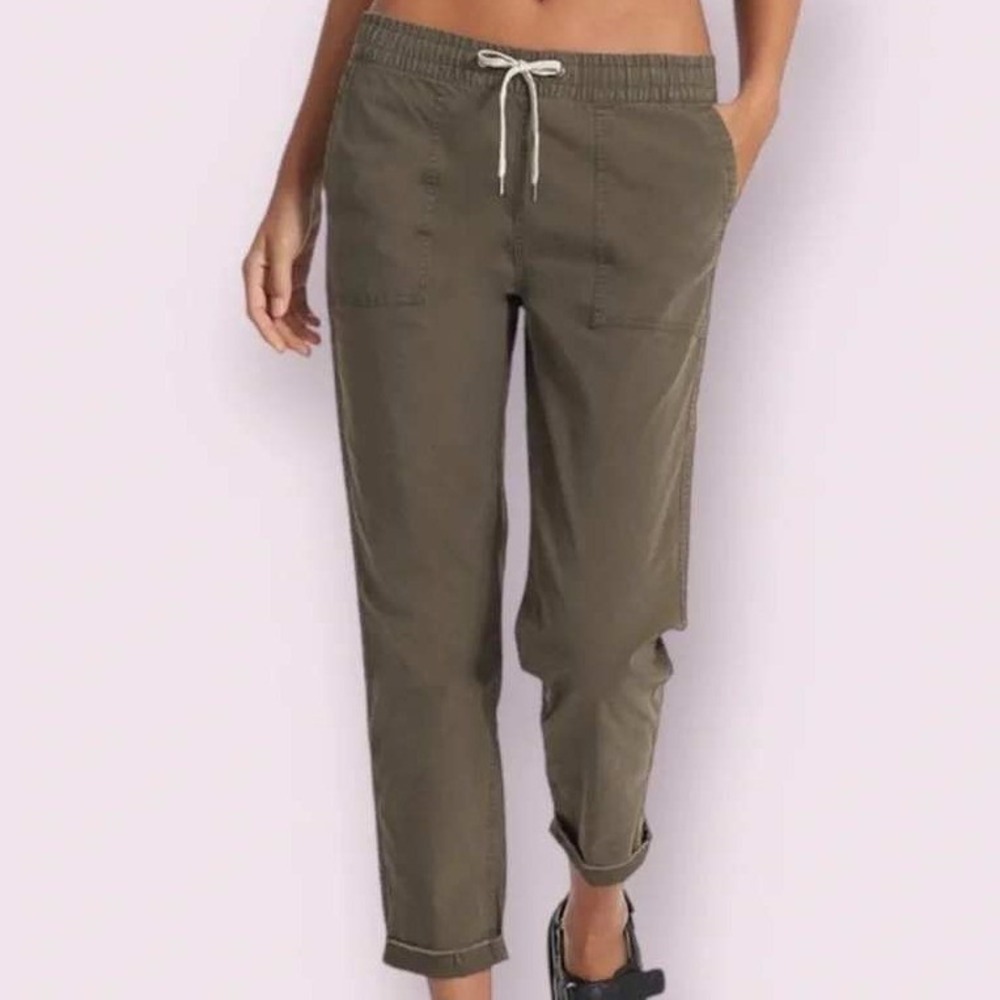 Vuori Ripstop Pant Womens Large Army Green Organic Cotton Stretch Straight Leg